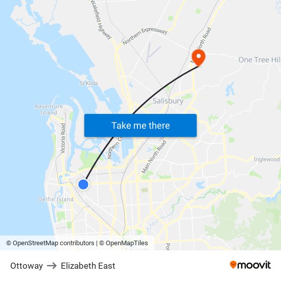 Ottoway to Elizabeth East map