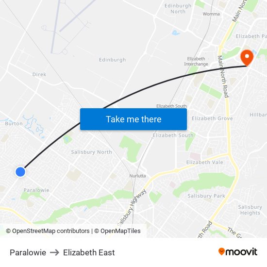 Paralowie to Elizabeth East map