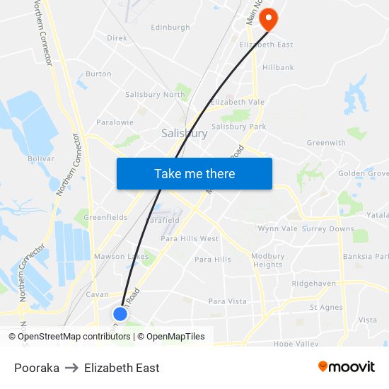 Pooraka to Elizabeth East map