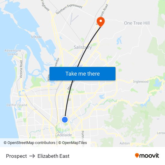 Prospect to Elizabeth East map