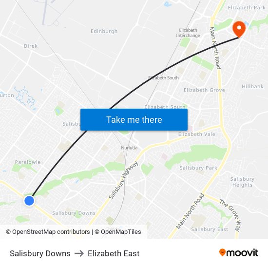 Salisbury Downs to Elizabeth East map