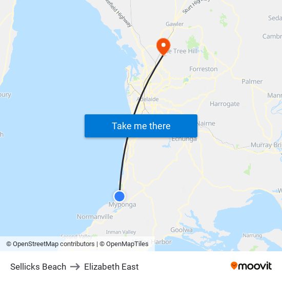 Sellicks Beach to Elizabeth East map