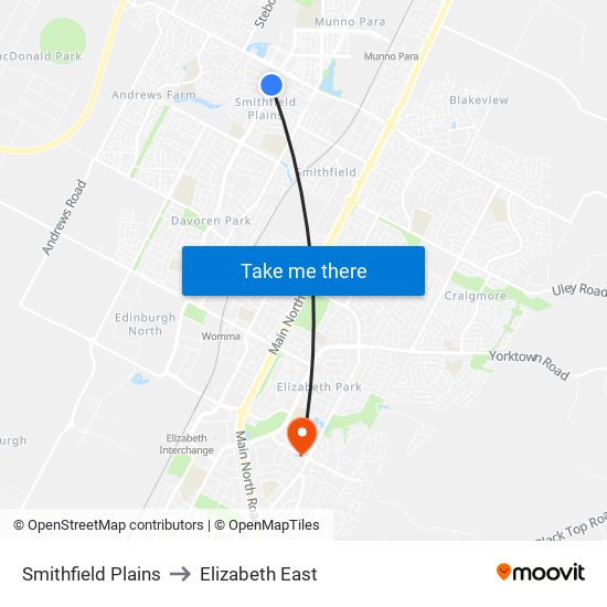 Smithfield Plains to Elizabeth East map