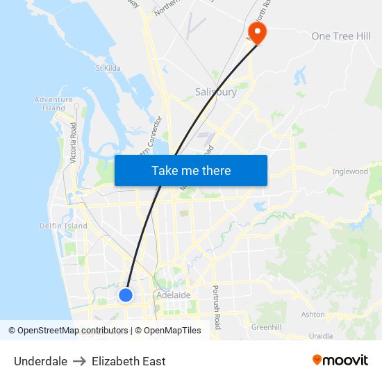 Underdale to Elizabeth East map