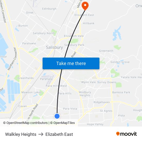 Walkley Heights to Elizabeth East map