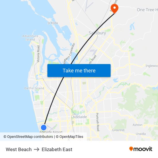 West Beach to Elizabeth East map