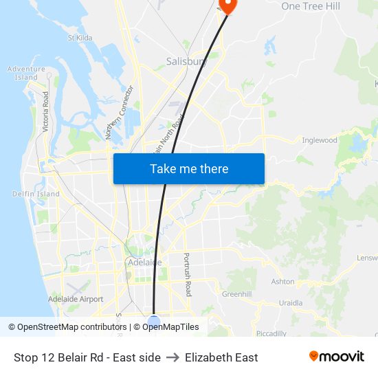 Stop 12 Belair Rd - East side to Elizabeth East map
