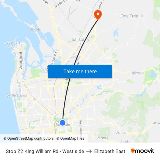 Stop Z2 King William Rd - West side to Elizabeth East map