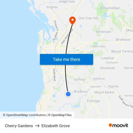 Cherry Gardens to Elizabeth Grove map