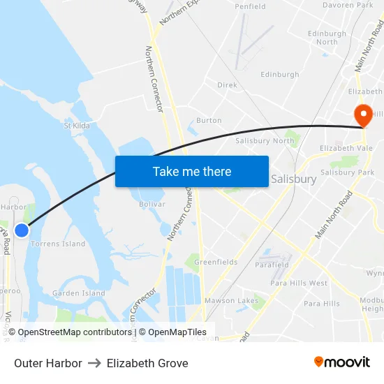 Outer Harbor to Elizabeth Grove map