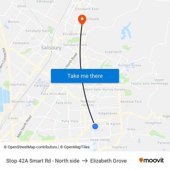 Stop 42A Smart Rd - North side to Elizabeth Grove map