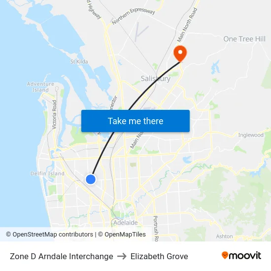 Zone D Arndale Interchange to Elizabeth Grove map