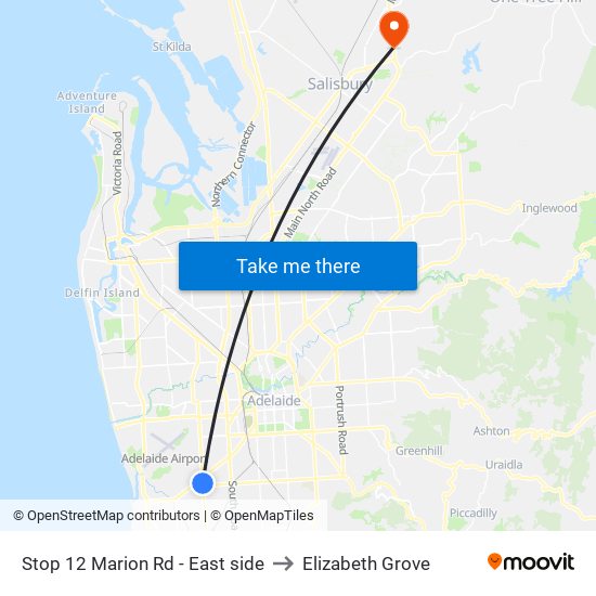 Stop 12 Marion Rd - East side to Elizabeth Grove map