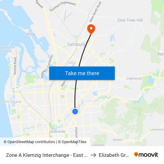 Zone A Klemzig Interchange - East side to Elizabeth Grove map