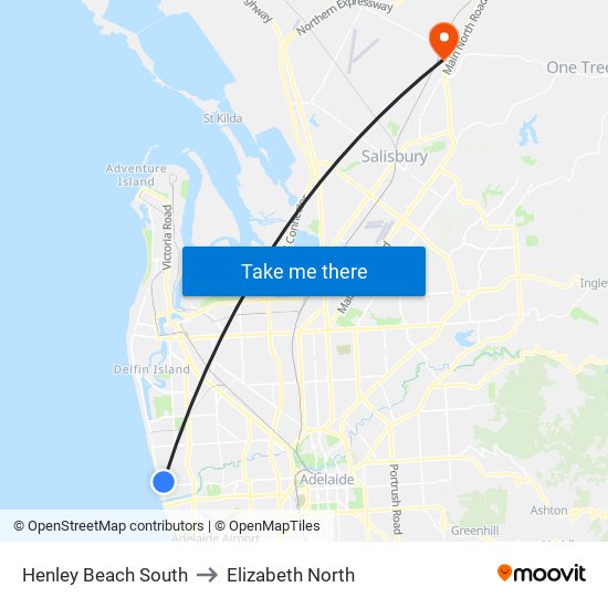 Henley Beach South to Elizabeth North map