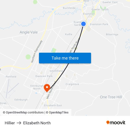 Hillier to Elizabeth North map