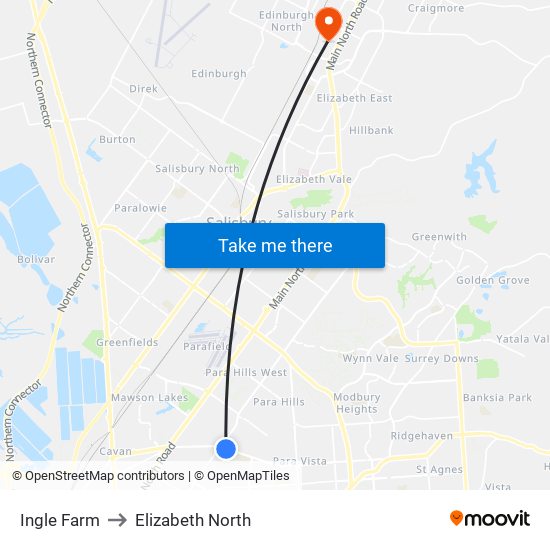 Ingle Farm to Elizabeth North map