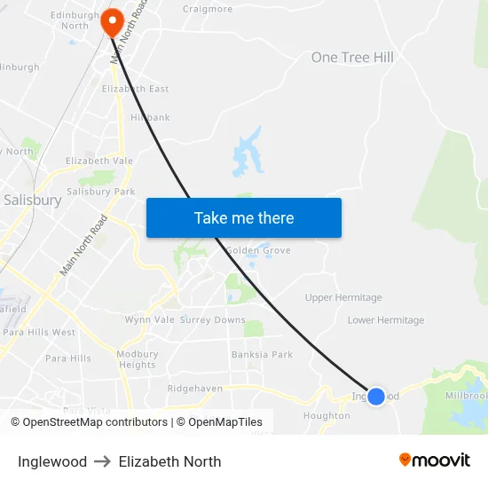 Inglewood to Elizabeth North map