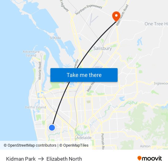 Kidman Park to Elizabeth North map