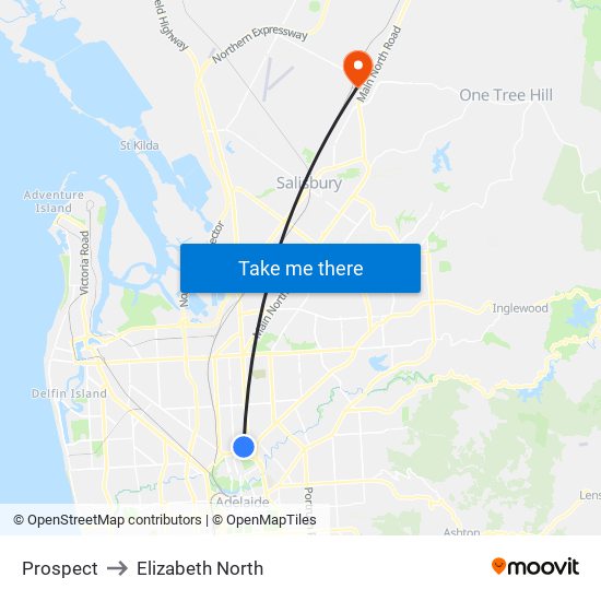 Prospect to Elizabeth North map