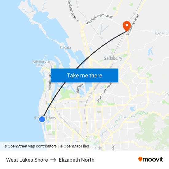 West Lakes Shore to Elizabeth North map