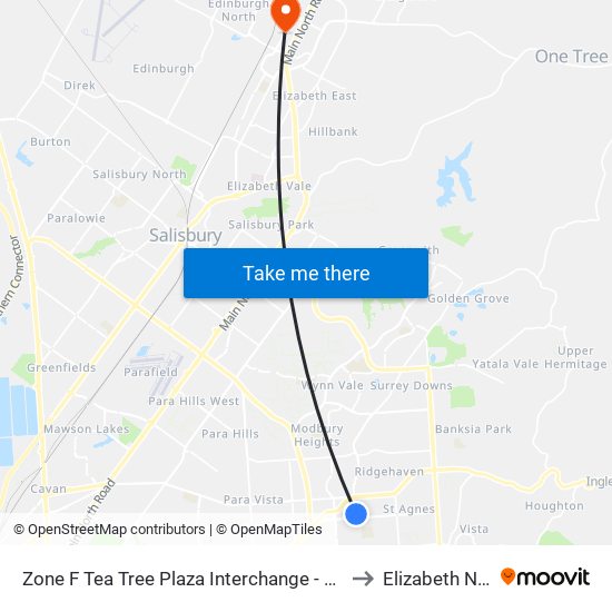 Zone F Tea Tree Plaza Interchange - East side to Elizabeth North map