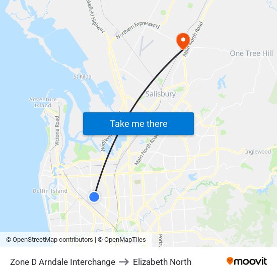 Zone D Arndale Interchange to Elizabeth North map