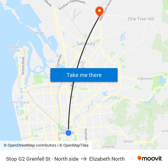 Stop G2 Grenfell St - North side to Elizabeth North map