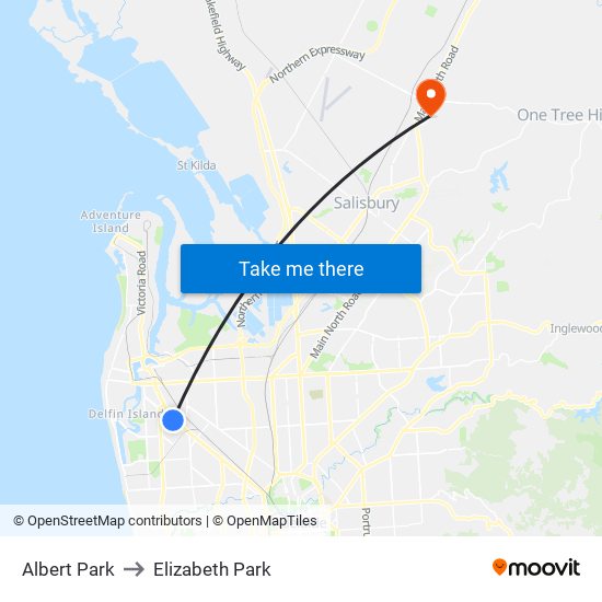 Albert Park to Elizabeth Park map