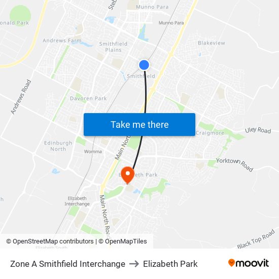 Zone A Smithfield Interchange to Elizabeth Park map