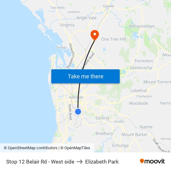Stop 12 Belair Rd - West side to Elizabeth Park map