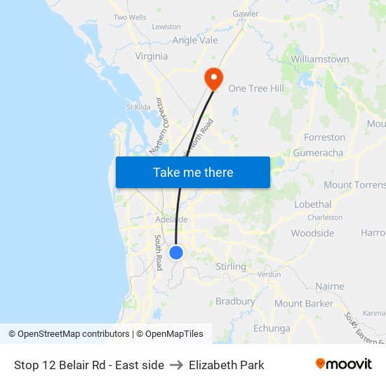 Stop 12 Belair Rd - East side to Elizabeth Park map