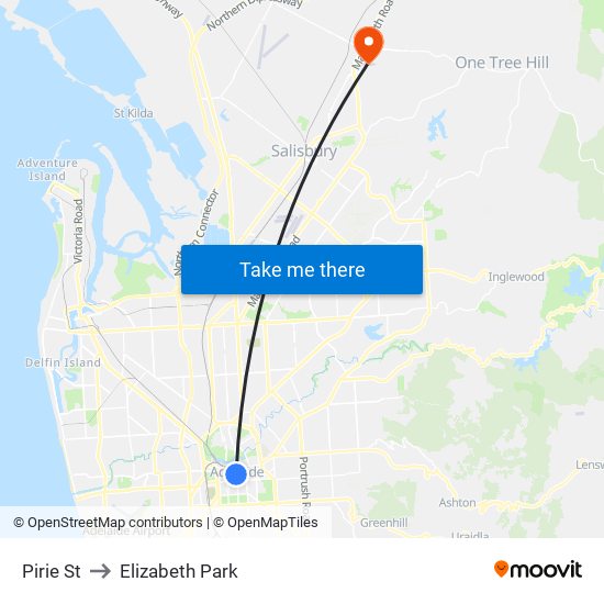 Pirie St to Elizabeth Park map