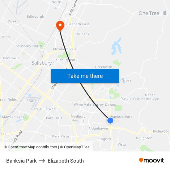 Banksia Park to Elizabeth South map