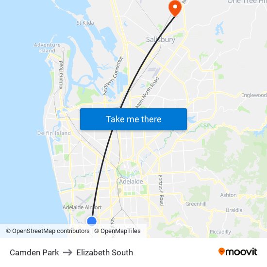 Camden Park to Elizabeth South map