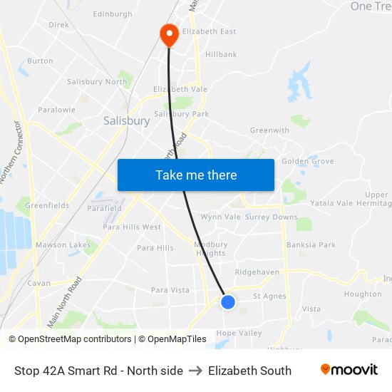 Stop 42A Smart Rd - North side to Elizabeth South map