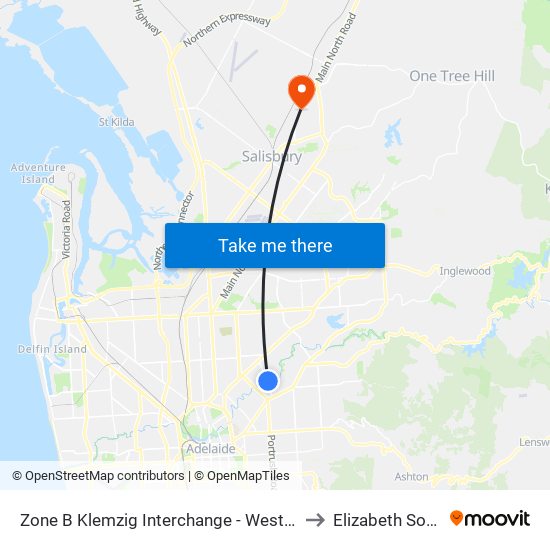Zone B Klemzig Interchange - West side to Elizabeth South map