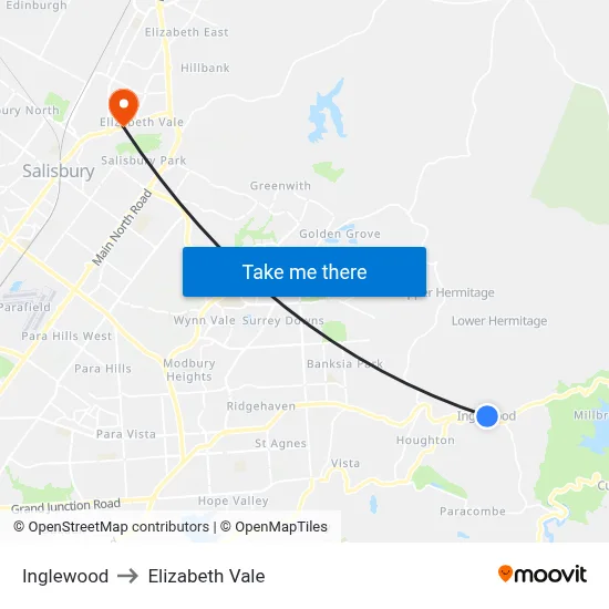 Inglewood to Elizabeth Vale map