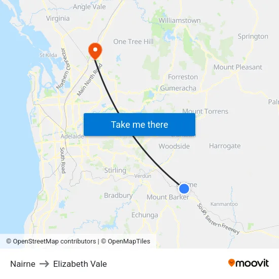 Nairne to Elizabeth Vale map
