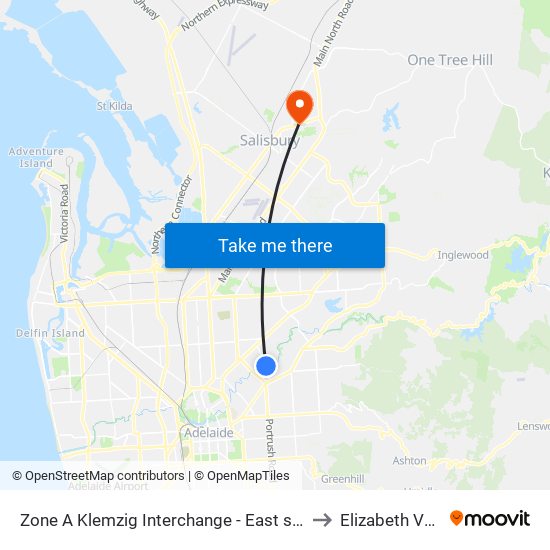 Zone A Klemzig Interchange - East side to Elizabeth Vale map