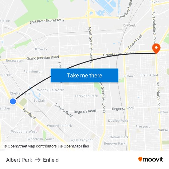 Albert Park to Enfield map