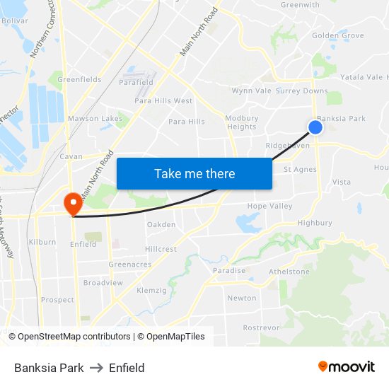 Banksia Park to Enfield map