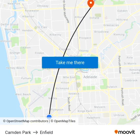 Camden Park to Enfield map