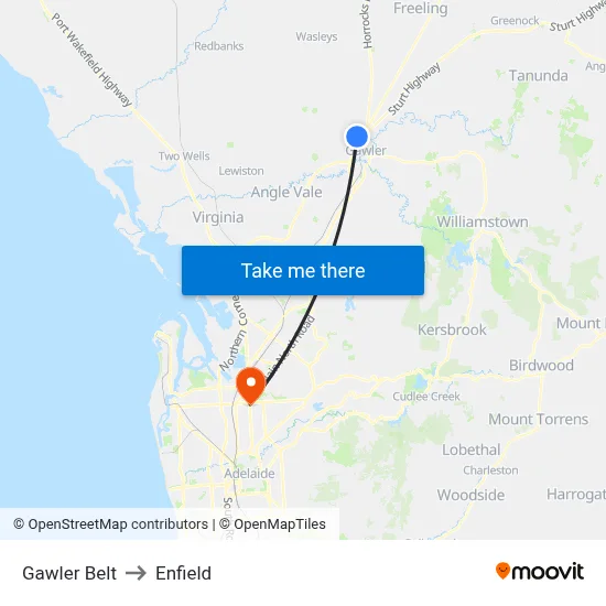 Gawler Belt to Enfield map
