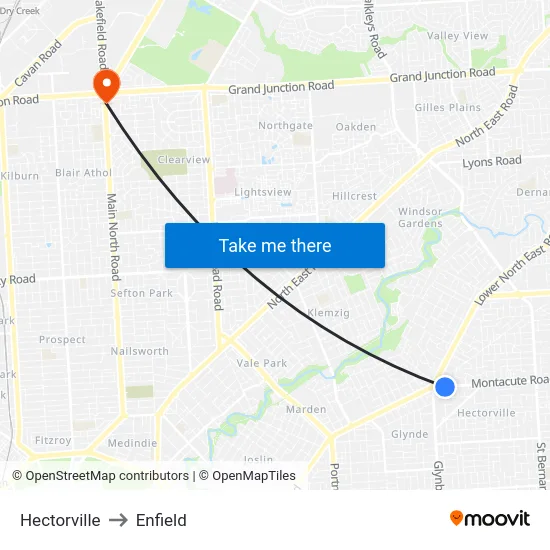 Hectorville to Enfield map