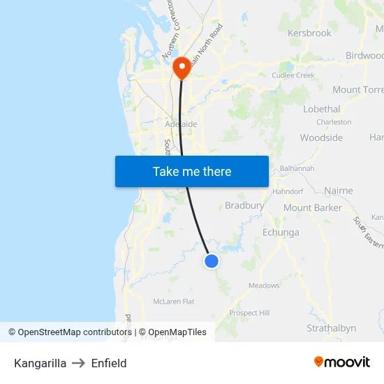 Kangarilla to Enfield map