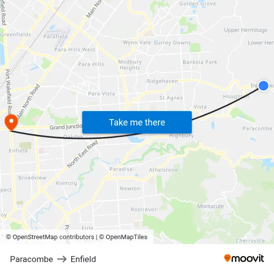 Paracombe to Enfield map