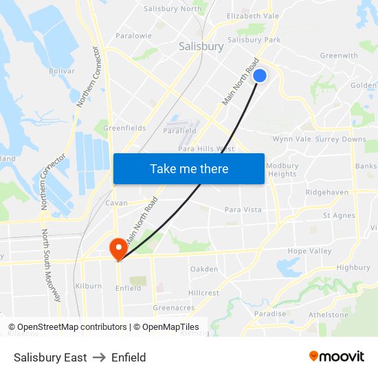 Salisbury East to Enfield map