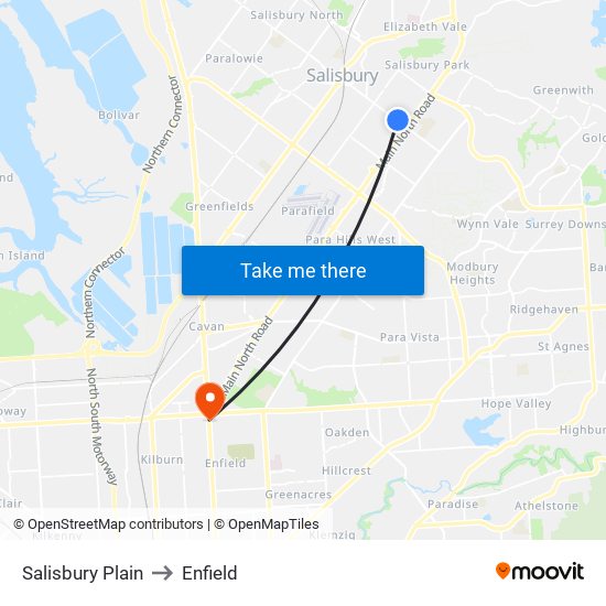 Salisbury Plain to Enfield map