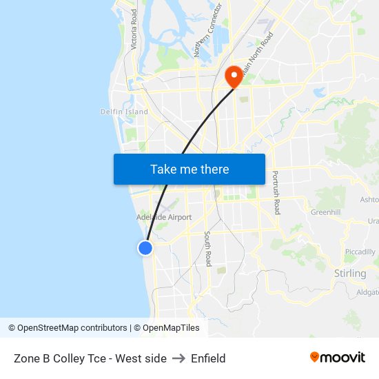 Zone B Glenelg Interchange - West side to Enfield map